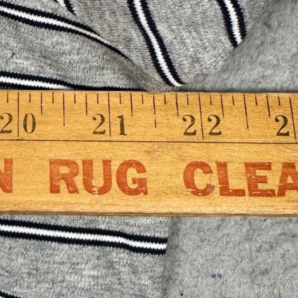 Polo Ralph Lauren Polo Shirt Men Medium Grey Stripe Classic Fit Flesh Pony Rugby